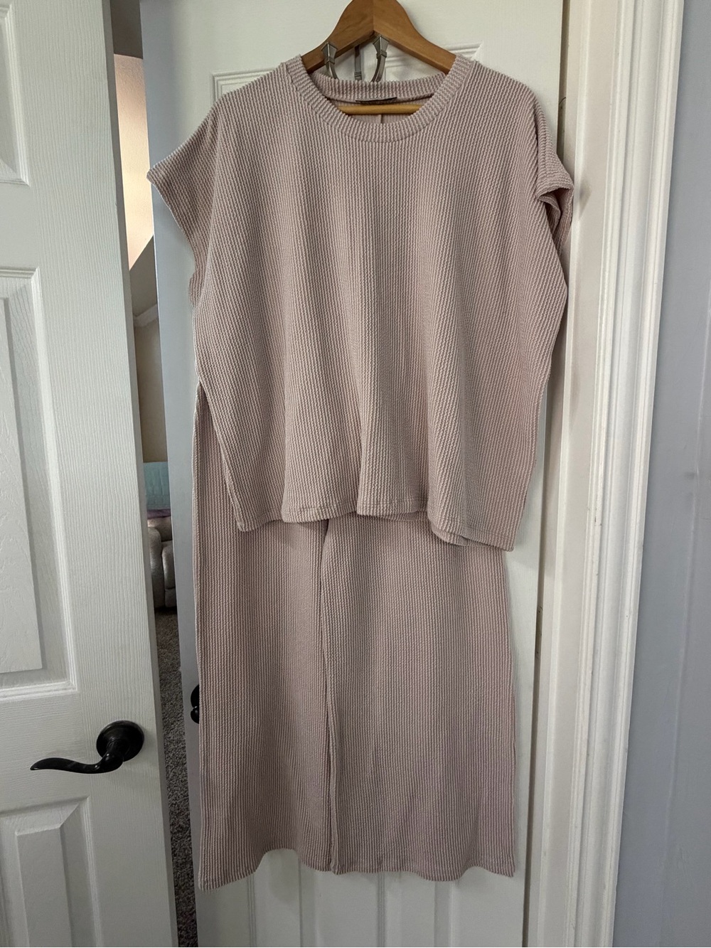 Zenana Relaxed Knit Two-Piece Pant Set in Ash Mocha